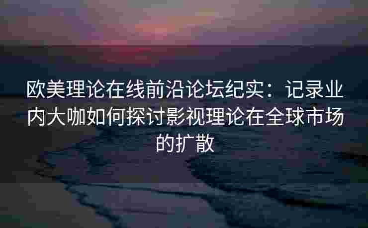 欧美理论在线前沿论坛纪实：记录业内大咖如何探讨影视理论在全球市场的扩散