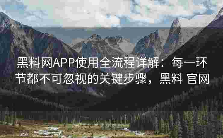 黑料网APP使用全流程详解：每一环节都不可忽视的关键步骤，黑料 官网